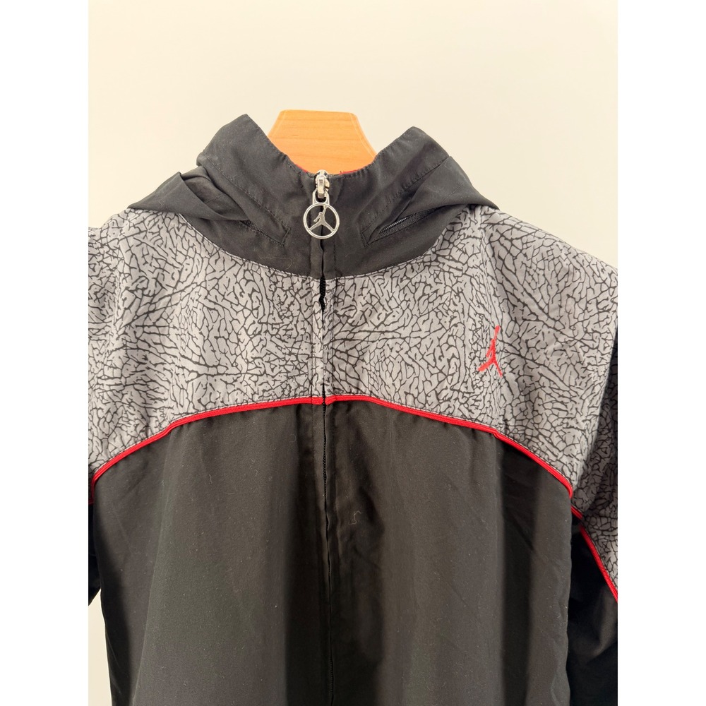 Jordan Mens Elephant Print Windbreaker Jacket Black Grey Red XL Jumpman Hooded